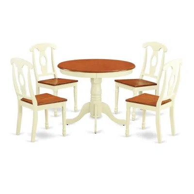 East West Furniture 5 Pc Kitchen Dinette Set For 4-kitchen Table And 4 Kitchen Dining Chairs In Brown