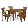 East West Furniture 5 Pc Kitchen Dinette Set Table With Leaf And 4 Kitchen Dining Chairs In Brown