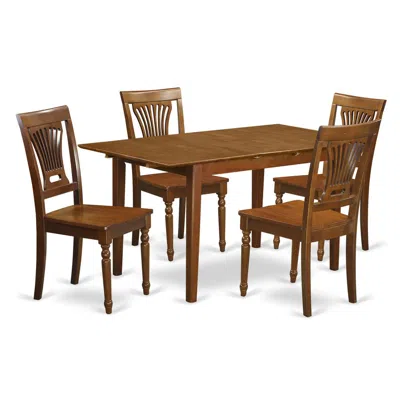 East West Furniture 5 Pc Kitchen Dinette Set Table With Leaf And 4 Kitchen Dining Chairs