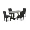 East West Furniture 5-pc Kitchen Dining Set- 4 Parson Dining Chairs With Black Linen Fabric Seat And Stylish Chair Back 