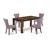 East West Furniture 5-pc Kitchen Dining Set- 4 Upholstered Dining Chairs With Dahlia Linen Fabric Seat And Button Tufted In Multi