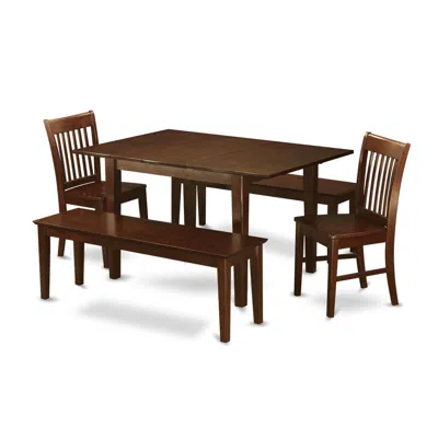 East West Furniture 5 Pc Kitchen Nook Dining Set-breakfast Nook And 2 Dining Chairs 2 Benches In Brown