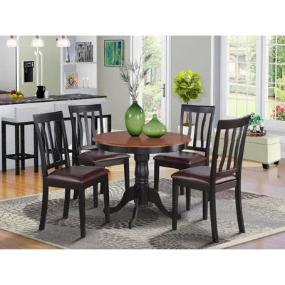 East West Furniture 5 Pc Kitchen Nook Dining Set-small Table As Well As 4 Kitchen Dining Chairs In Brown