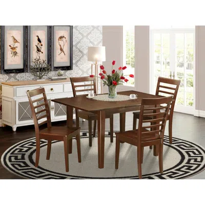 East West Furniture 5 Pc Kitchen Nook Dining Set Small Table With 4 Dining Chairs In Brown