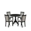 East West Furniture 5-pc Kitchen Room Table Set Contains A Kitchen Table And 4 Shitake Linen Fabric Parsons Chairs In Black