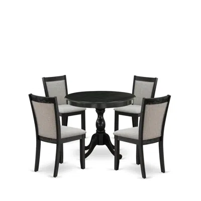 East West Furniture 5-pc Kitchen Room Table Set Contains A Kitchen Table And 4 Shitake Linen Fabric Parsons Chairs In Black