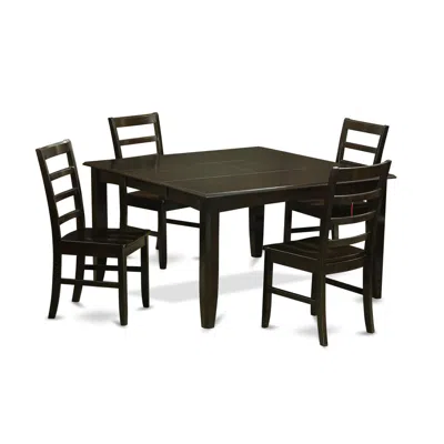 East West Furniture 5 Pc Kitchen Set-table With Leaf And 4 Dinette Chairs. In Black
