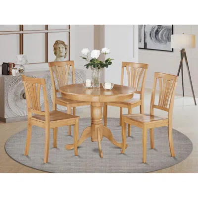 East West Furniture 5 Pc Kitchen Table-round Kitchen Table Plus 4 Chairs For Dining Room In Blue