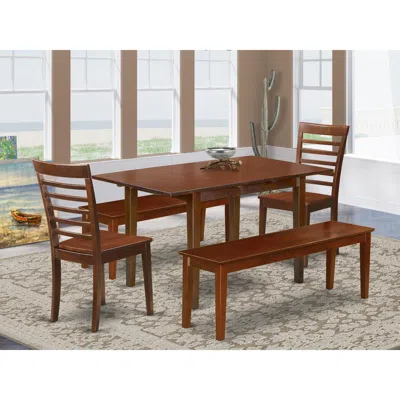 East West Furniture 5 Pc Kitchen Table Set - Plus 2 Chairs For Dining Room And 2 Benches In Multi