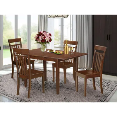 East West Furniture 5 Pc Kitchen Table Set - Table With Leaf And 4 Dining Table Chairs
