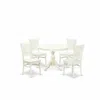 East West Furniture 5-pc Kitchen Table Set- 4 Dining Room Chairs And Modern Round Dining Table In White
