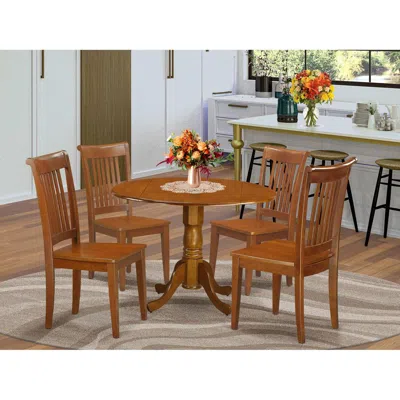 East West Furniture 5 Pc Kitchen Table Set-breakfast Nook And 4 Wooden Chairs In Blue