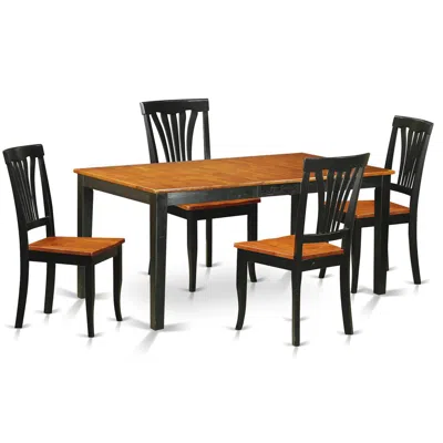East West Furniture 5 Pc Kitchen Table Set-dining Table And 4 Dining Chairs In Brown