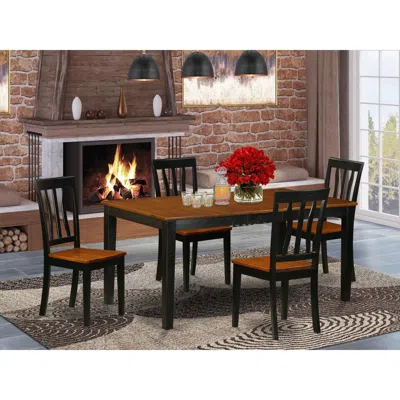 East West Furniture 5 Pc Kitchen Table Set-dining Table And 4 Wood Kitchen Chairs