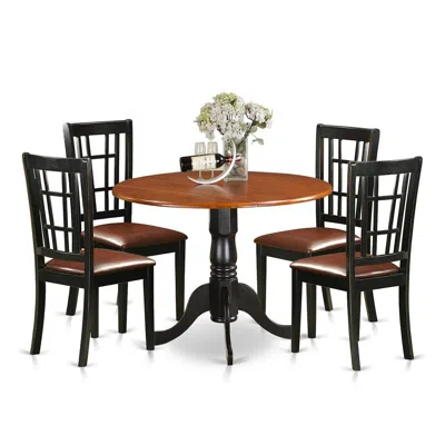 East West Furniture 5 Pc Kitchen Table Set-dining Table And 4 Wood Kitchen Chairs