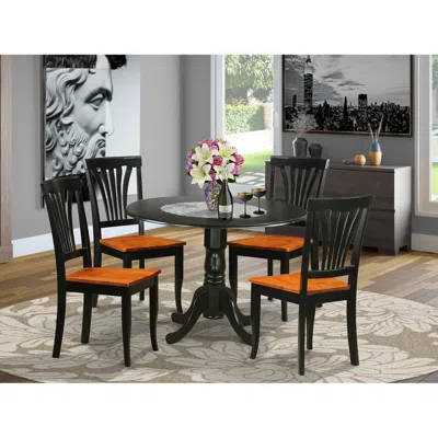 East West Furniture 5 Pc Kitchen Table Set-dining Table And 4 Wooden Kitchen Chairs In Burgundy