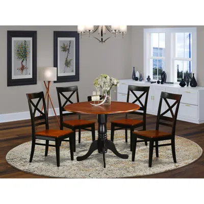 East West Furniture 5 Pc Kitchen Table Set-dining Table And 4 Wooden Kitchen Chairs In Brown