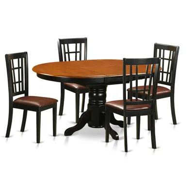 East West Furniture 5 Pc Kitchen Table Set-dining Table With 4 Wooden Kitchen Chairs