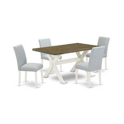 East West Furniture 5-pc Kitchen Table Set Includes 4 Mid Century Modern Chairs With Upholstered Seat And High Back And  In Gray