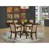 East West Furniture 5-pc Kitchen Table Set Includes A Wood Dining Table With Drop Leaves And 4 Light Tan Linen Fabric Pa