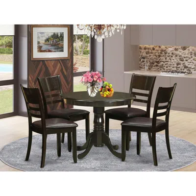 East West Furniture 5 Pc Kitchen Table Set-round Kitchen Table Plus 4 Dinette Chairs In Burgundy