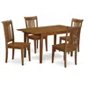 East West Furniture 5 Pc Kitchen Table Set Table With Leaf And 4 Kitchen Chairs In Brown
