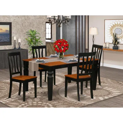 East West Furniture 5 Pc Kitchen Table Set With A Dining Table And 4 Wood Kitchen Chairs In Black