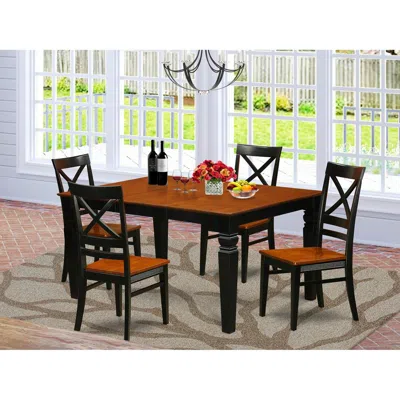 East West Furniture 5 Pc Kitchen Table Set With A Kitchen Table And 4 Wood Dining Chairs In Black