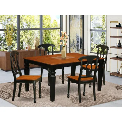 East West Furniture 5 Pc Kitchen Table Set With A Kitchen Table And 4 Wood Dining Chairs In Black