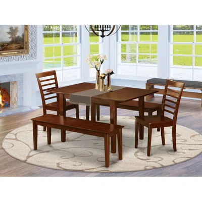 East West Furniture 5 Pc Kitchen Table With Bench -dinette Table With 2 Dining Chairs And 2 Benches