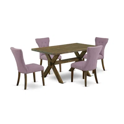East West Furniture 5-pc Modern Dining Table Set In Purple