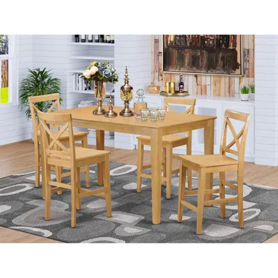 East West Furniture 5 Pc Pub Table Set - Counter Height Table And 4 Kitchen Chairs.