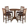 East West Furniture 5 Pc Pub Table Set - High Table And 4 Bar Stools With Backs. In Brown