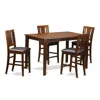 East West Furniture 5 Pc Pub Table Set- Gathering Table And 4 Kitchen Bar Stool. In Brown