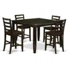 East West Furniture 5 Pc Pub Table Set- Square Table And 4 Kitchen Counter Chairs In Black