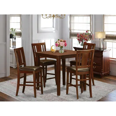 East West Furniture 5 Pc Pub Table Set-counter Height Table And 4 Stools.