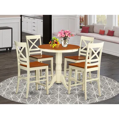 East West Furniture 5 Pc Pub Table Set-pub Table And 4 Counter Height Chairs In Multi