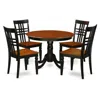 East West Furniture 5 Pc Set With A Dining Table And 4 Dinette Chairs In Black And Cherry In Brown
