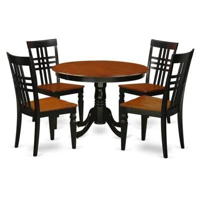 East West Furniture 5 Pc Set With A Dining Table And 4 Dinette Chairs In Black And Cherry In Brown
