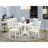 East West Furniture 5 Pc Set With A Kitchen Table And 4 Wood Kitchen Chairs In Linen White.