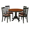 East West Furniture 5 Pc Set With A Round Dinette Table And 4 Leather Dinette Chairs In Black In Brown