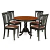East West Furniture 5 Pc Set With A Round Dinette Table And 4 Leather Kitchen Chairs In Black In Brown