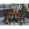 East West Furniture 5 Pc Set With A Round Dinette Table And 4 Leather Kitchen Chairs In Black And Cherry
