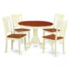 East West Furniture 5 Pc Set With A Round Dinette Table And 4 Leather Kitchen Chairs In Buttermilk And Cherry .