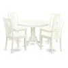East West Furniture 5 Pc Set With A Round Dinette Table And 4 Wood Dinette Chairs In Linen White In White