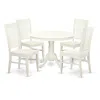 East West Furniture 5 Pc Set With A Round Dinette Table And 4 Wood Dinette Chairs In Linen White In White