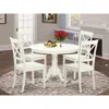 East West Furniture 5 Pc Set With A Round Dinette Table And 4 Wood Dinette Chairs In Linen White