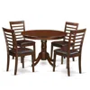 East West Furniture 5 Pc Set With A Round Kitchen Table And 4 Leather Kitchen Chairs In Mahogany
