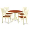 East West Furniture 5 Pc Set With A Round Small Table And 4 Leather Kitchen Chairs In Buttermilk And Cherry . In Multi