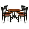 East West Furniture 5 Pc Set With A Round Small Table And 4 Wood Dinette Chairs In Black And Cherry .